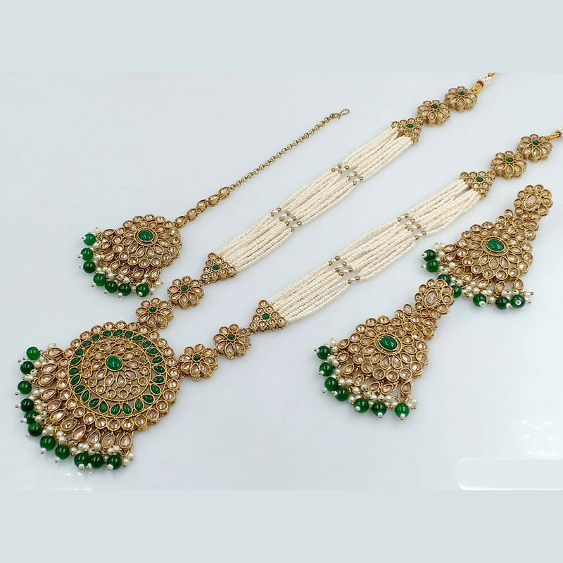 Rani Sati Jewels Gold Plated Crystal Stone Long Necklace Set