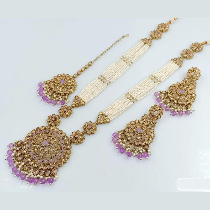 Rani Sati Jewels Gold Plated Crystal Stone Long Necklace Set