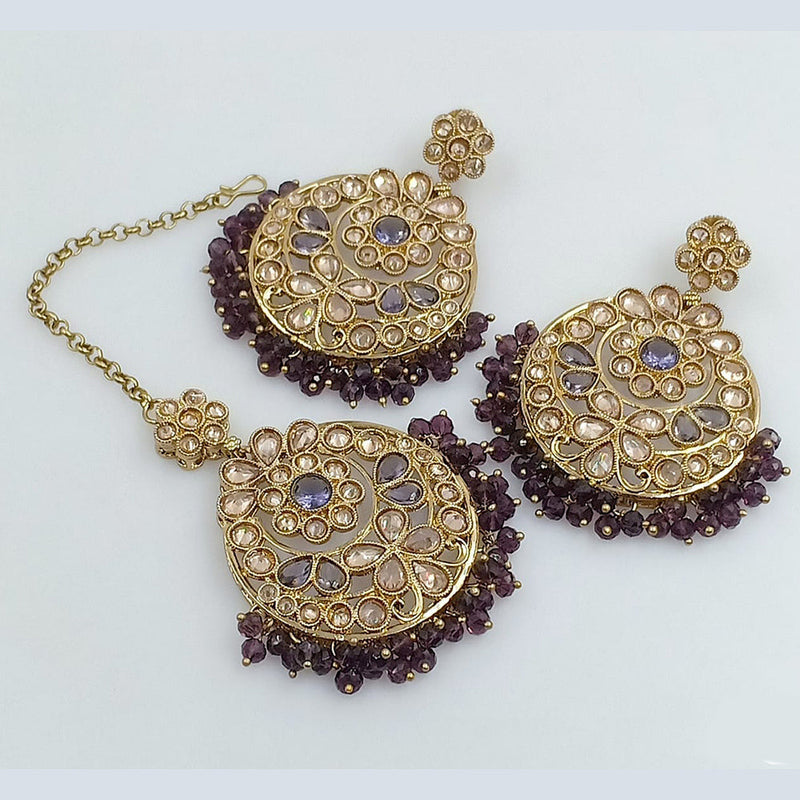 Rani Sati Jewels Crystal Stone Dangler Earring With Mangtikka