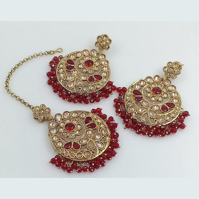 Rani Sati Jewels Crystal Stone Dangler Earring With Mangtikka