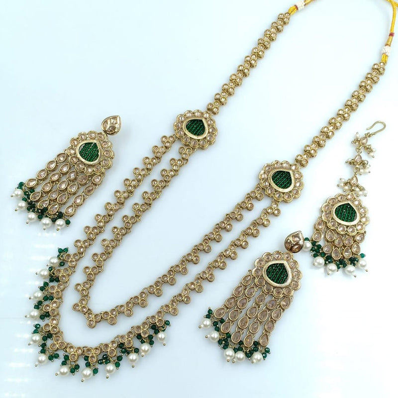 Rani Sati Jewels Gold Plated Crystal Stone Long Necklace Set