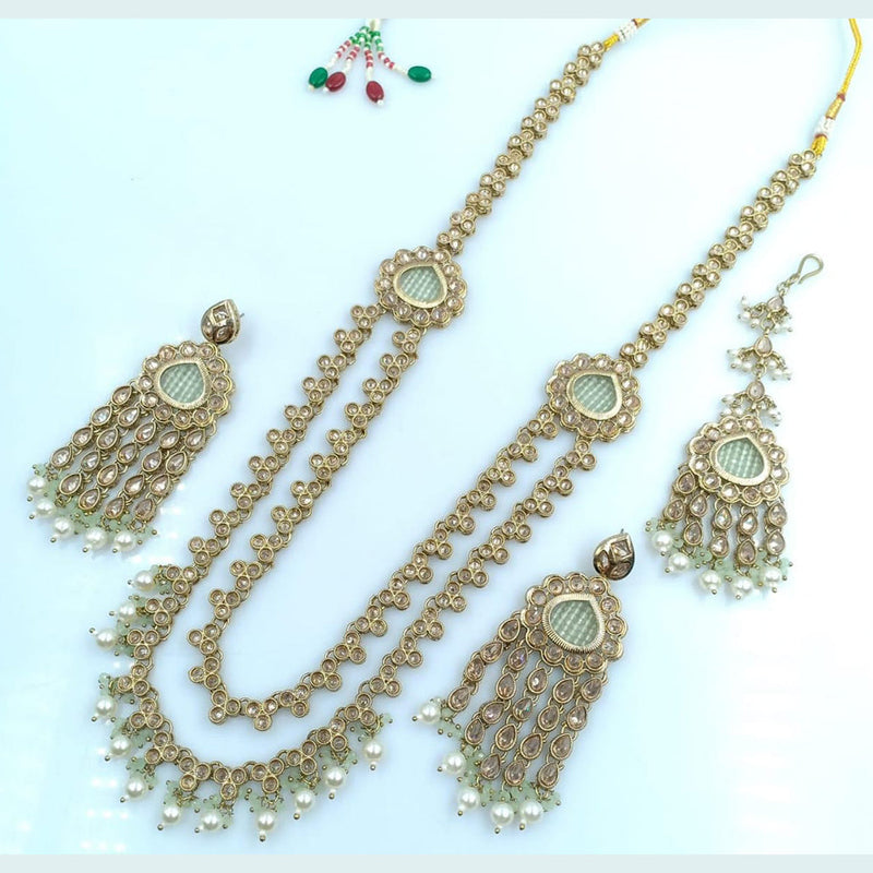 Rani Sati Jewels Gold Plated Crystal Stone Long Necklace Set