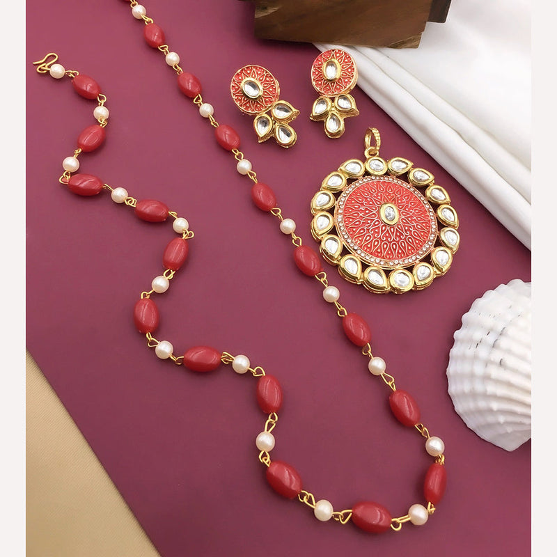 Shree Jai Sai Art Kundan and Beads Long Necklace Set