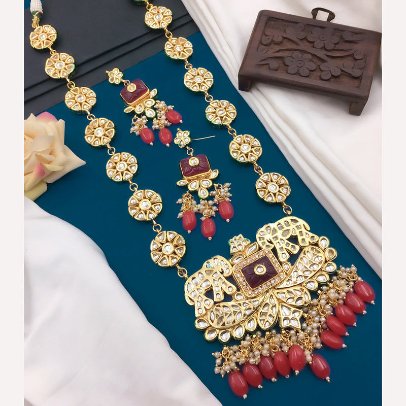 Shree Jai Sai Art Gold Plated Kundan Stone Long Necklace Set