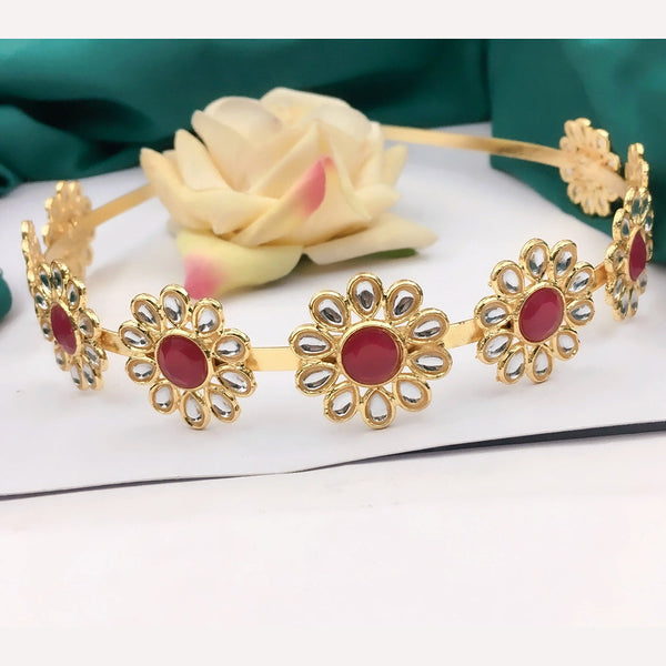 Shree Jai Sai Art Gold Plated Kundan Sheeshphool Headband