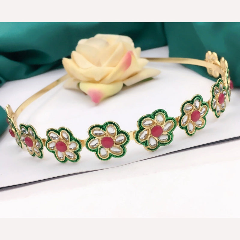 Shree Jai Sai Art Gold Plated Kundan Sheeshphool Headband