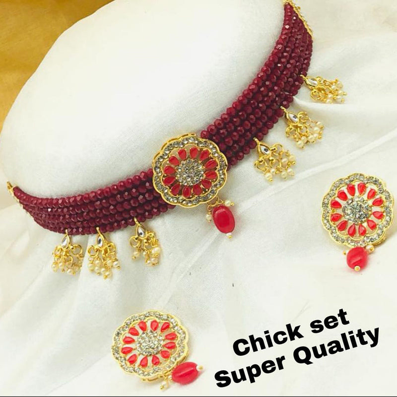 Shree Jai Sai Art Gold Plated Austrian Choker Necklace Set