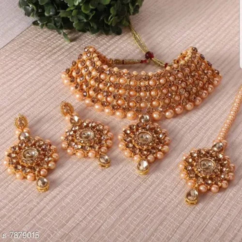 Shree Jai Sai Art Gold Plated Austrian Choker Necklace Set