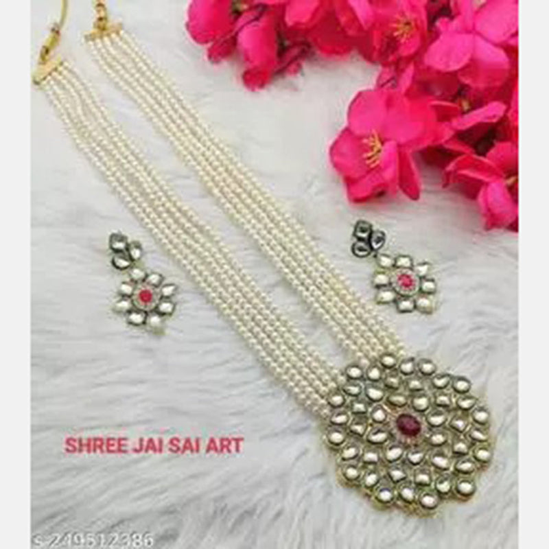 Shree Jai Sai Art Gold Plated Beads Long Necklace Set