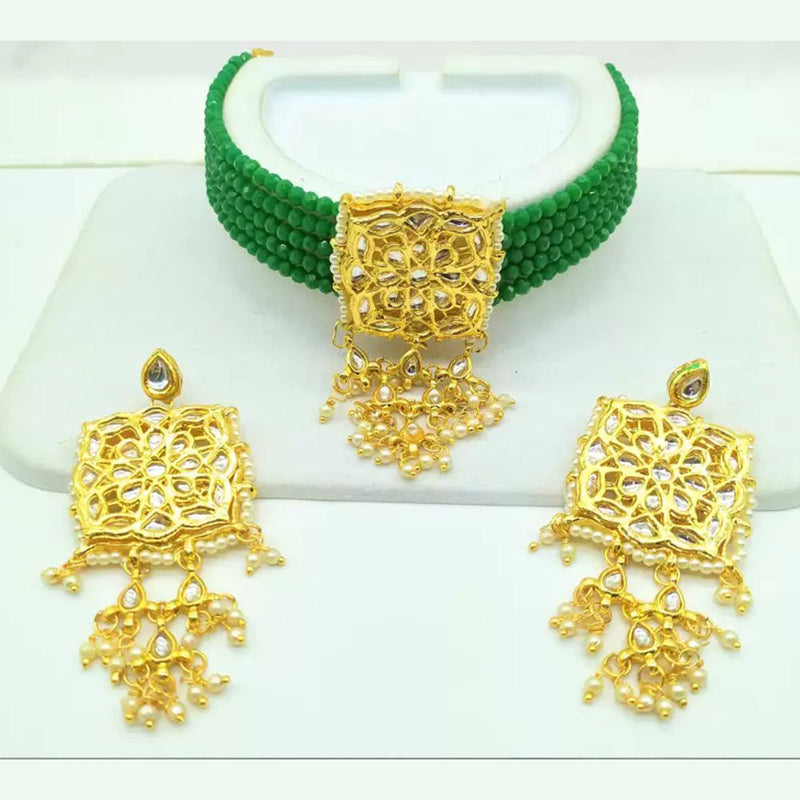 Shree Jai Sai Art Choker Gold Plated Beads Necklace Set