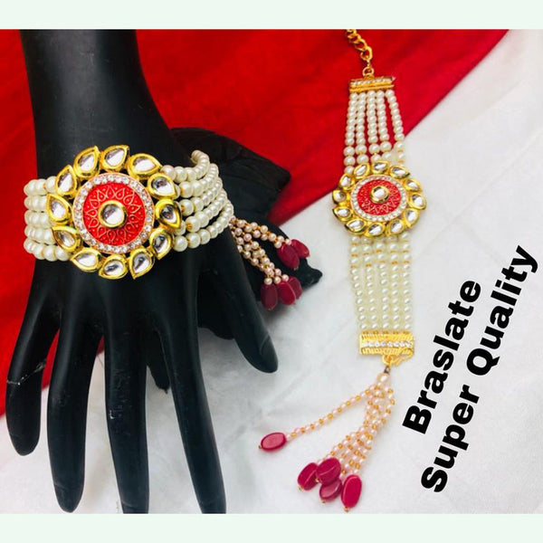 Shree Jai Sai Art Gold Plated Kundan Stone Bracelet