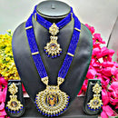 Shree Jai Sai Art Gold Plated Crystal Stone Double Necklace Set