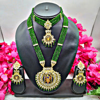 Shree Jai Sai Art Gold Plated Crystal Stone Double Necklace Set