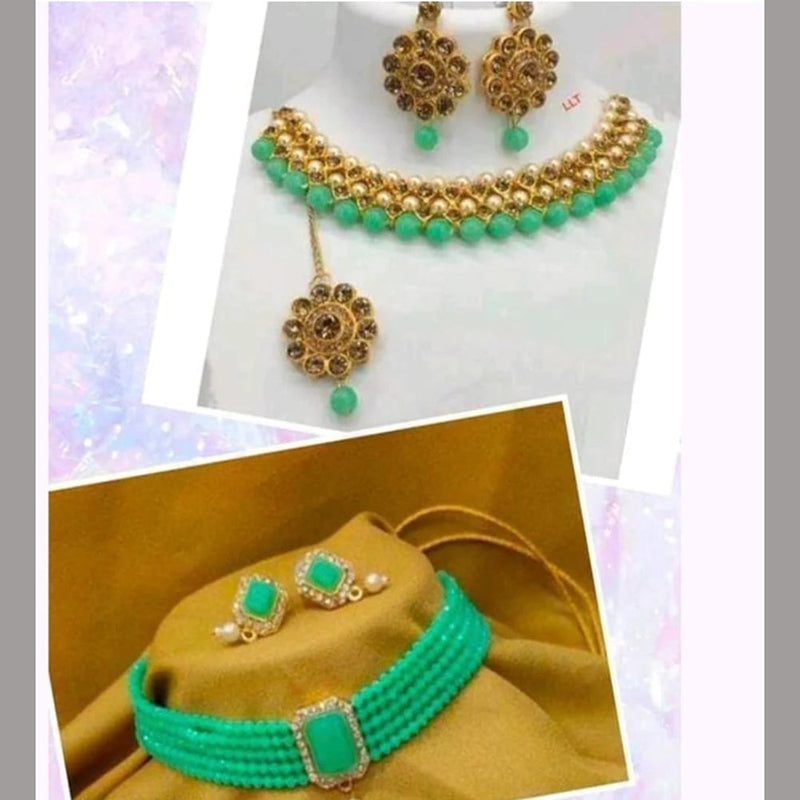 Naitika Arts Gold Plated Crystal Stone Necklace Combo
