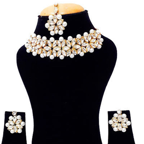 Naitika Arts Gold Plated Crystal Choker Necklace Set