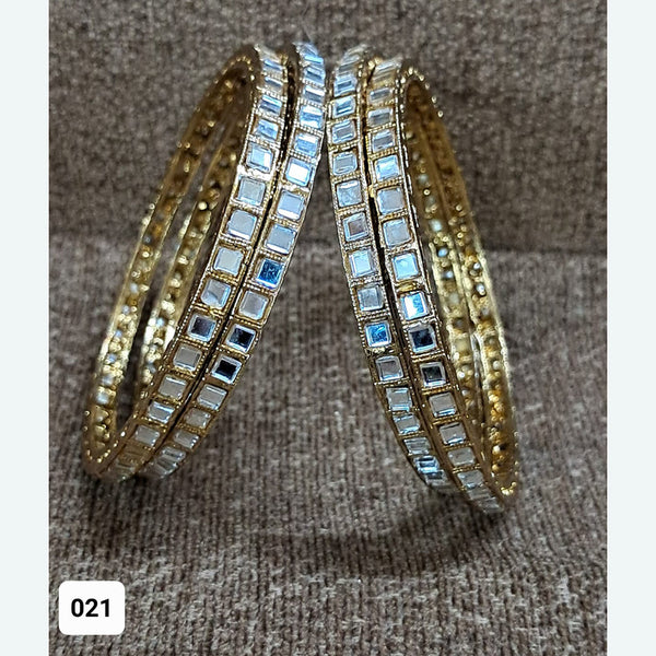 Renu Fashion Gold Plated Mirror Bangles Set