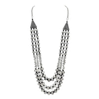 Bevy Pearls Oxidised Plated Long Necklace Set