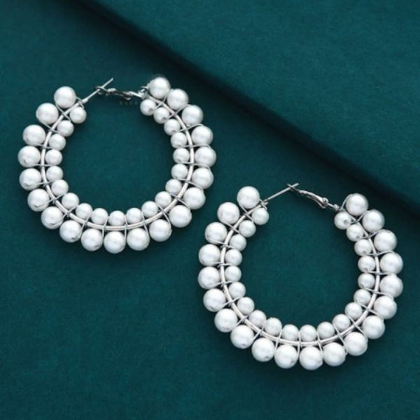Bevy Pearls Oxidised Plated Dangler Earrings