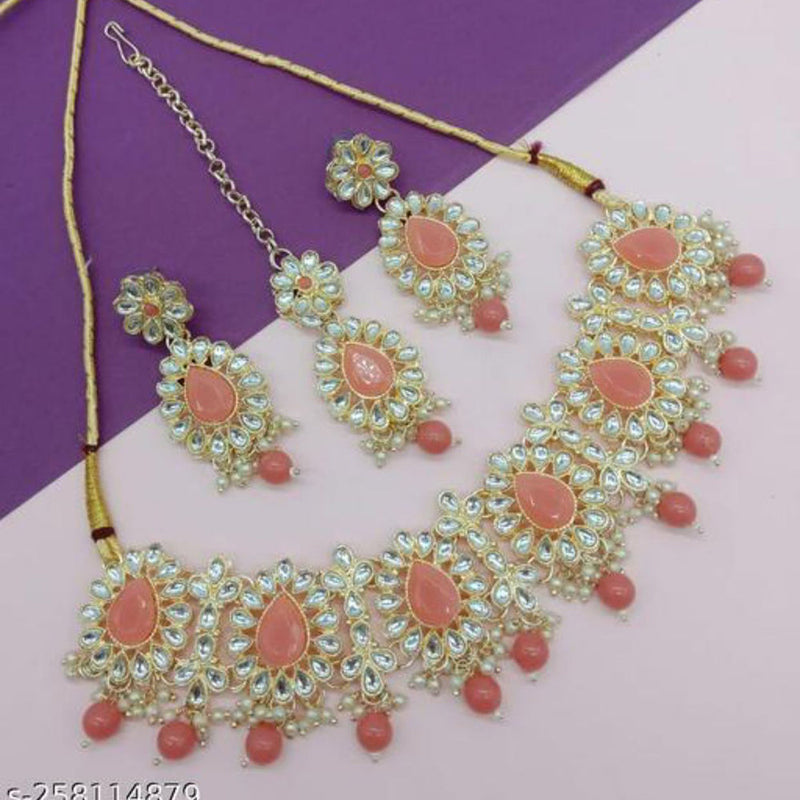 Shree Chamunda Jewellers Gold Plated Kundan Necklace Set