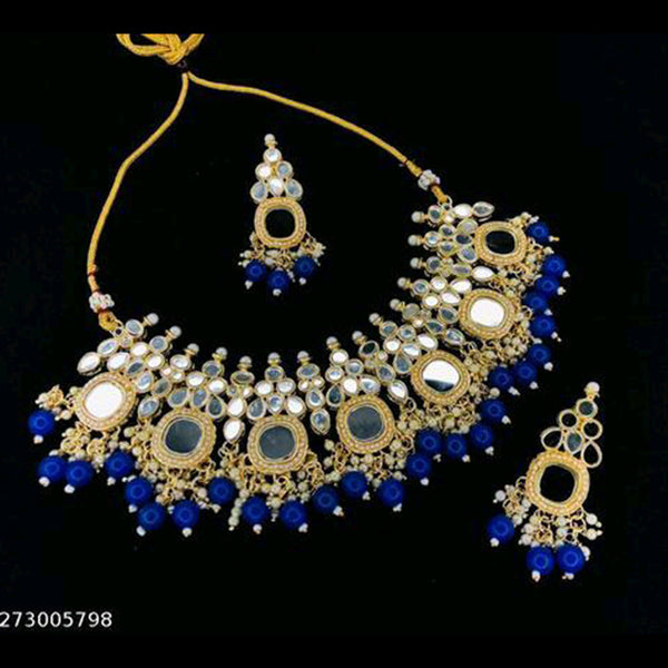 Shree Chamunda Jewellers Gold Plated Mirror Necklace Set