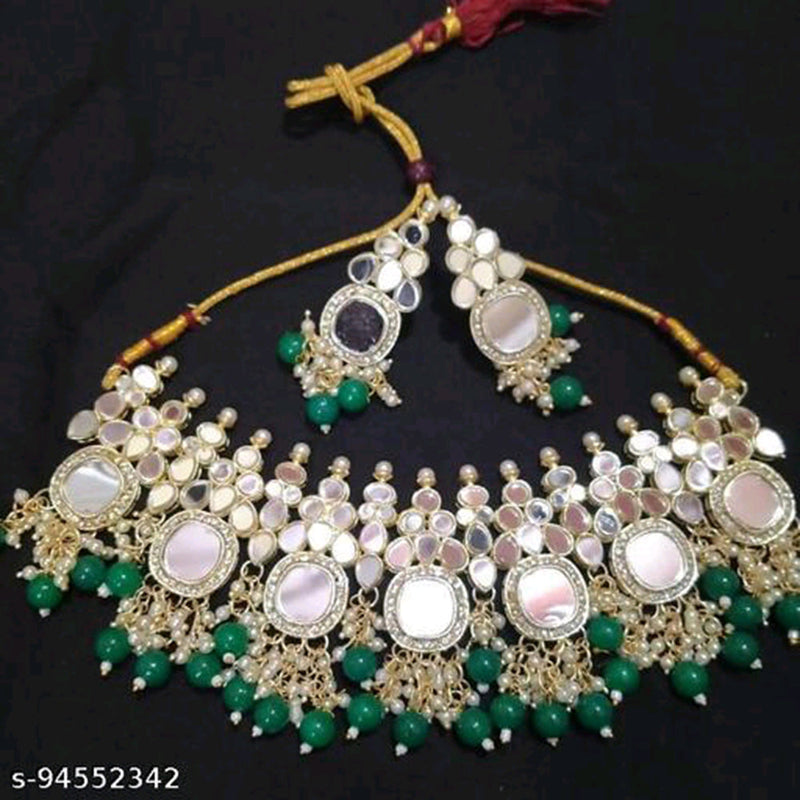 Shree Chamunda Jewellers Gold Plated Mirror Necklace Set