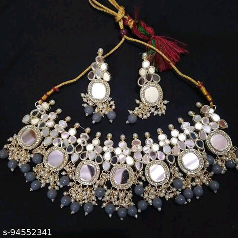 Shree Chamunda Jewellers Gold Plated Mirror Necklace Set