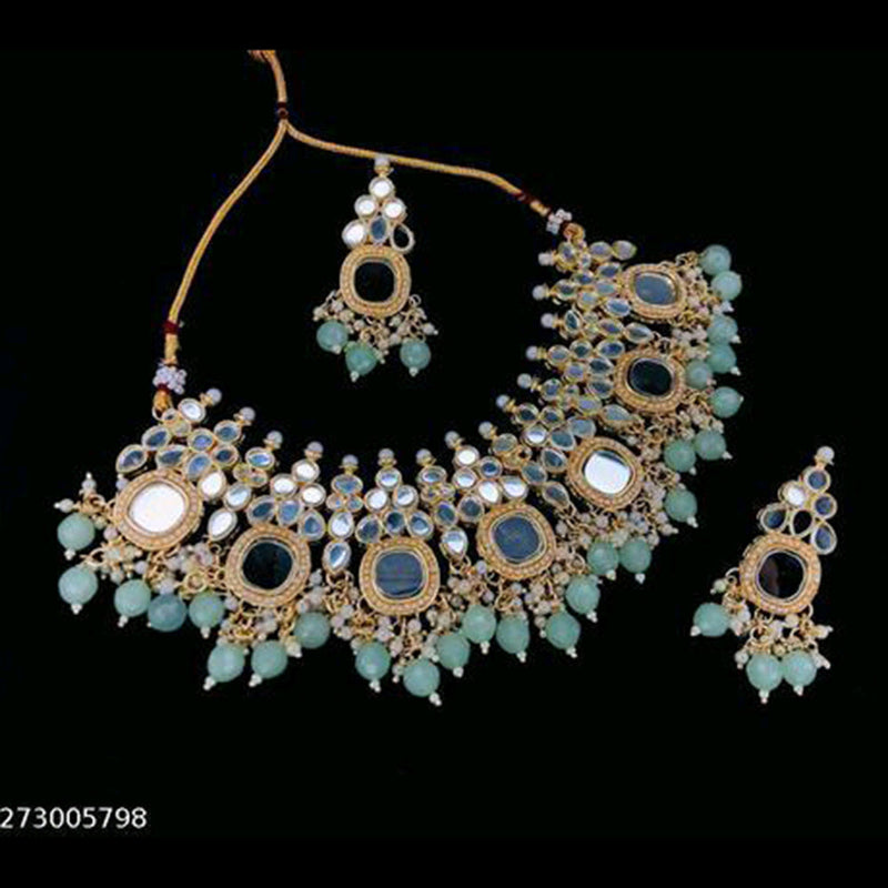 Shree Chamunda Jewellers Gold Plated Mirror Necklace Set