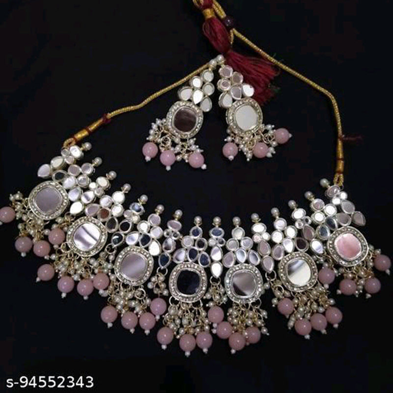 Shree Chamunda Jewellers Gold Plated Mirror Necklace Set