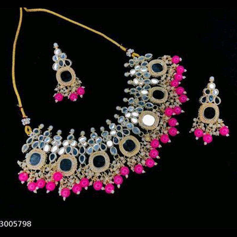 Shree Chamunda Jewellers Gold Plated Mirror Necklace Set