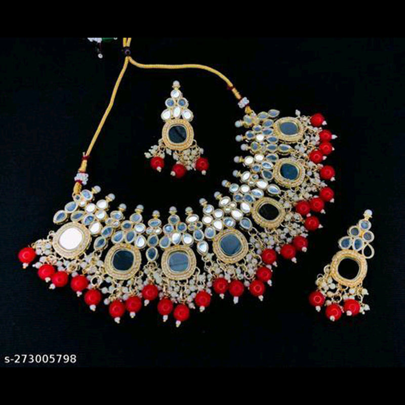 Shree Chamunda Jewellers Gold Plated Mirror Necklace Set