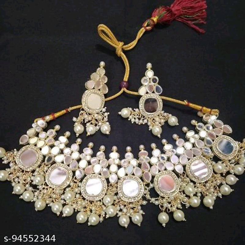 Shree Chamunda Jewellers Gold Plated Mirror Necklace Set