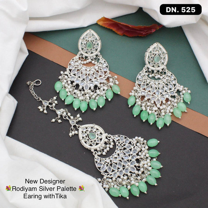 Shree Chamunda Jewellers Silver Plated Earrings With Mangtikka