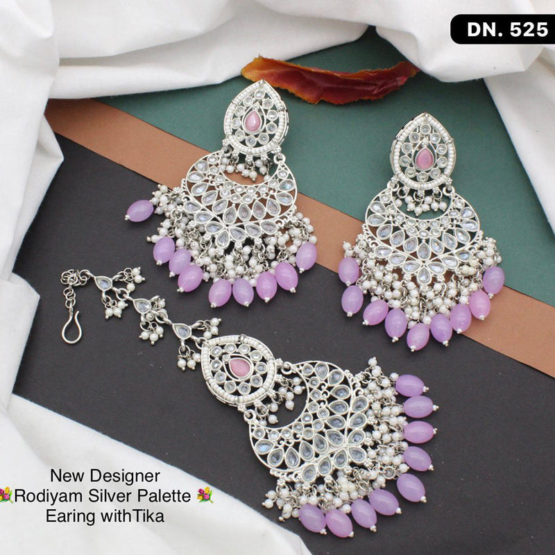 Shree Chamunda Jewellers Silver Plated Earrings With Mangtikka