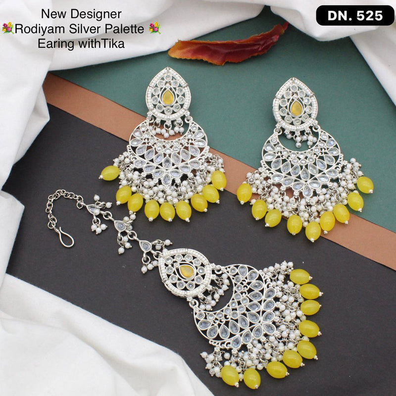 Shree Chamunda Jewellers Silver Plated Earrings With Mangtikka