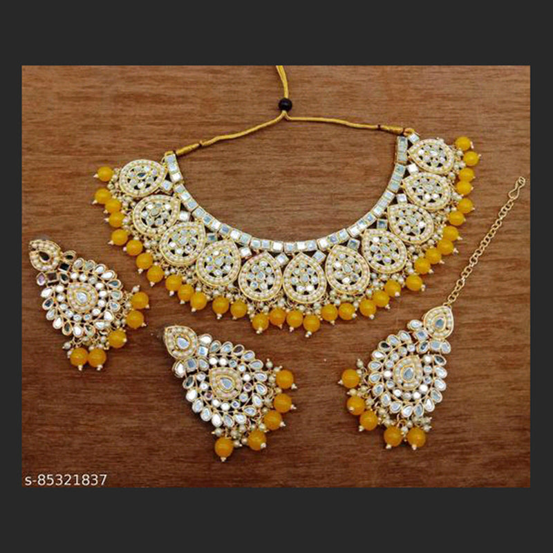 Shree Chamunda Jewellers Gold Plated Mirror Necklace Set