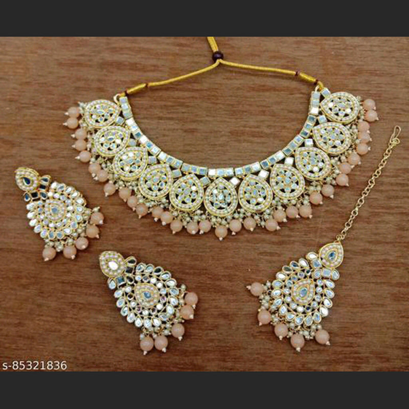 Shree Chamunda Jewellers Gold Plated Mirror Necklace Set