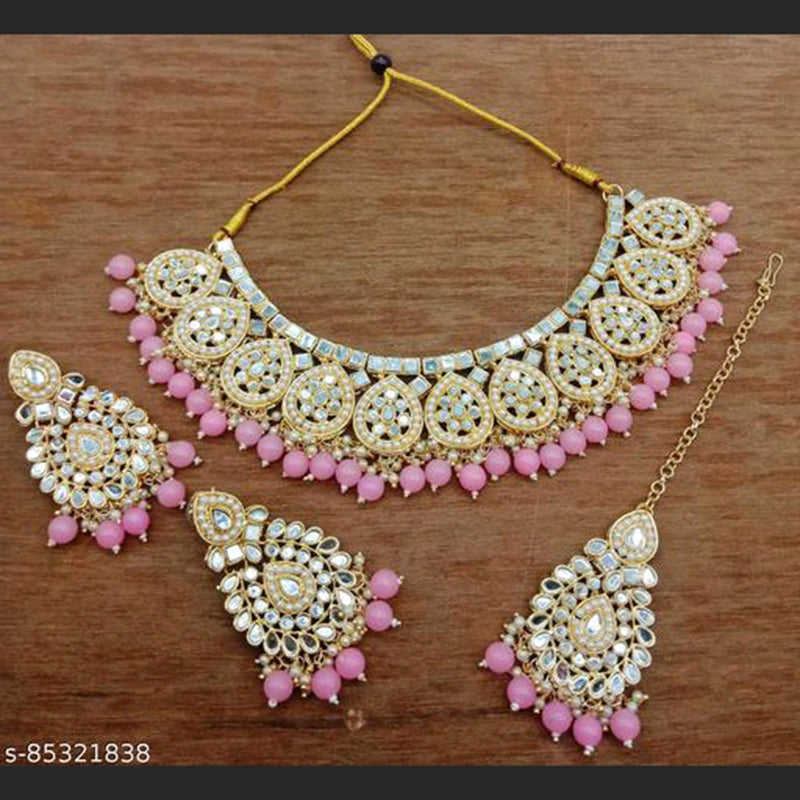 Shree Chamunda Jewellers Gold Plated Mirror Necklace Set