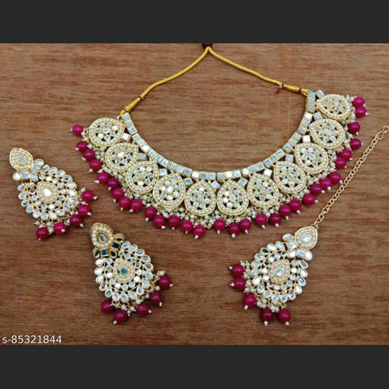 Shree Chamunda Jewellers Gold Plated Mirror Necklace Set