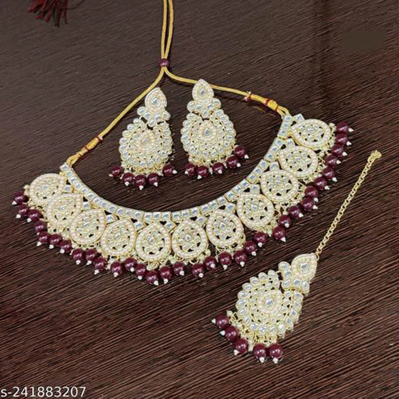 Shree Chamunda Jewellers Gold Plated Kundan Necklace Set