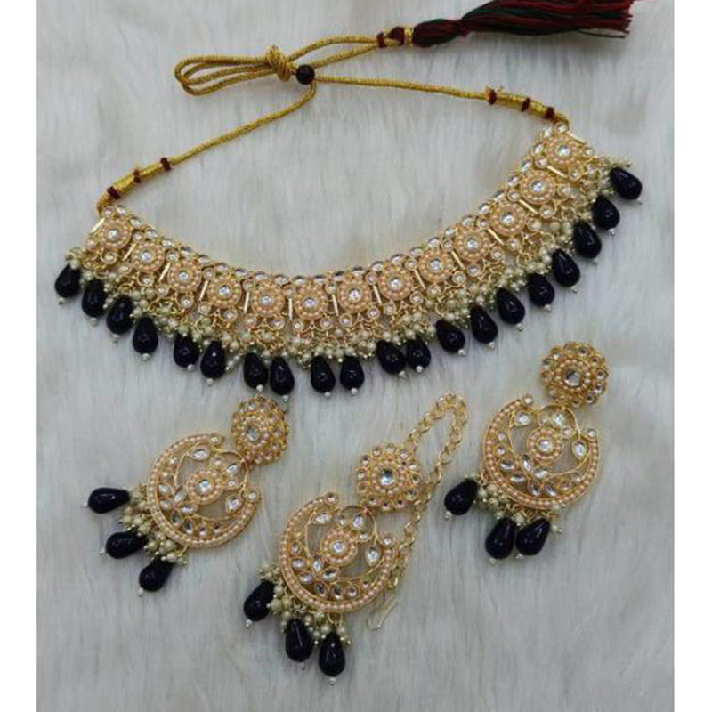 Shree Chamunda Jewellers Gold Plated Austrian And Pearl Choker Necklace Set