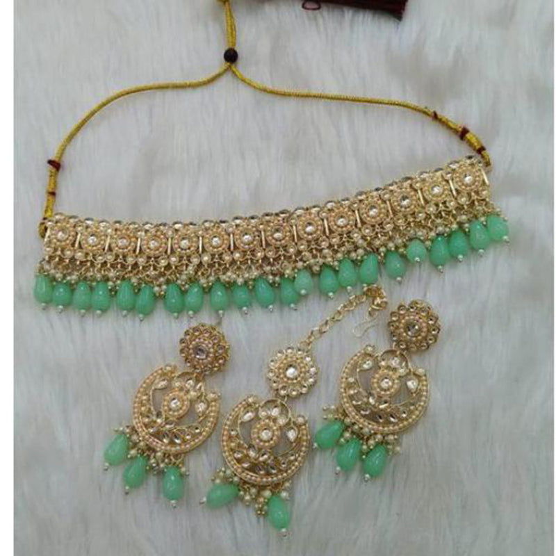 Shree Chamunda Jewellers Gold Plated Austrian And Pearl Choker Necklace Set