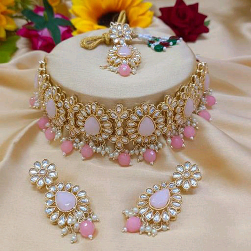 Shree Chamunda Jewellers Gold Plated Kundan Choker Necklace Set