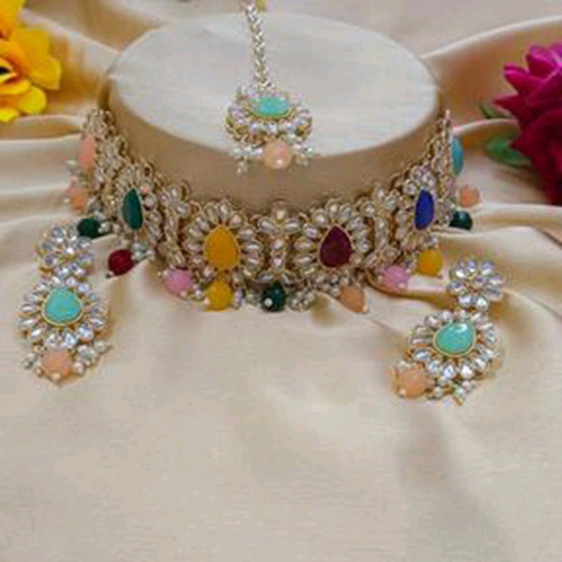 Shree Chamunda Jewellers Gold Plated Kundan Choker Necklace Set