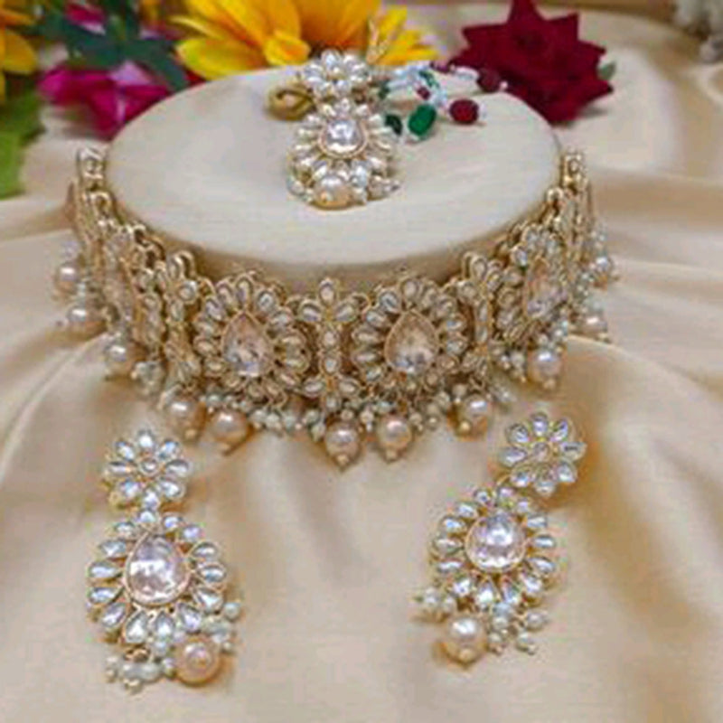 Shree Chamunda Jewellers Gold Plated Kundan Choker Necklace Set