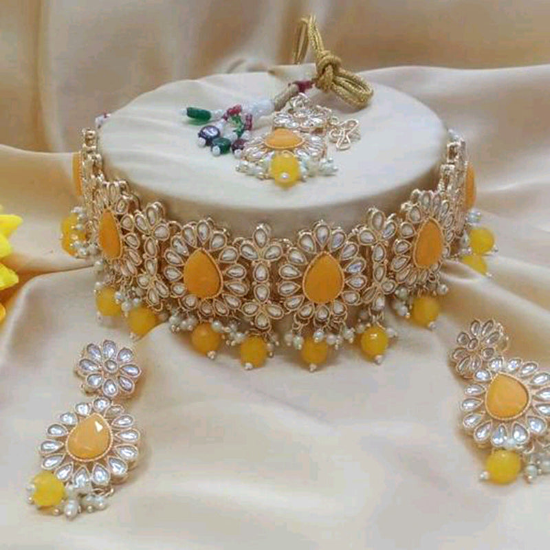 Shree Chamunda Jewellers Gold Plated Kundan Choker Necklace Set