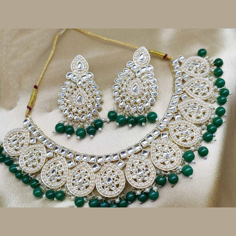 Shree Chamunda Jewellers Gold Plated Pearl Kundan Necklace Set