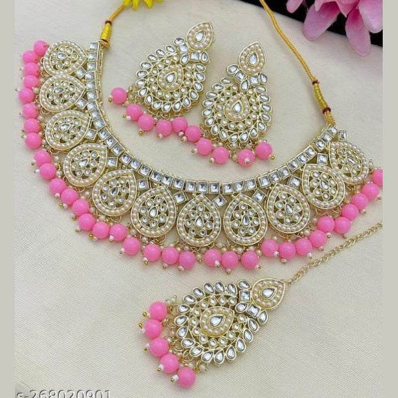 Shree Chamunda Jewellers Gold Plated Pearl Kundan Necklace Set