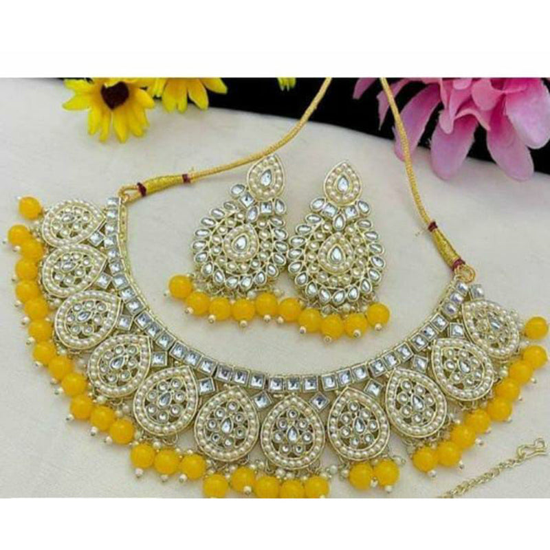 Shree Chamunda Jewellers Gold Plated Pearl Kundan Necklace Set