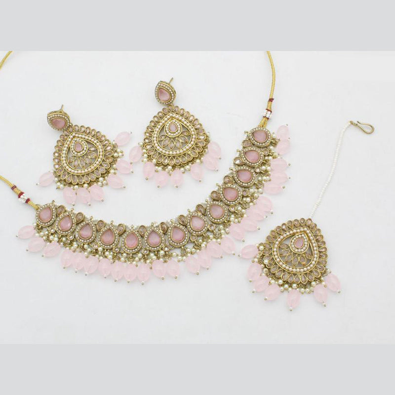 Shree Chamunda Jewellers Gold Plated Crystal Necklace Set