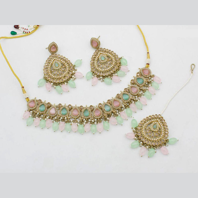 Shree Chamunda Jewellers Gold Plated Crystal Necklace Set